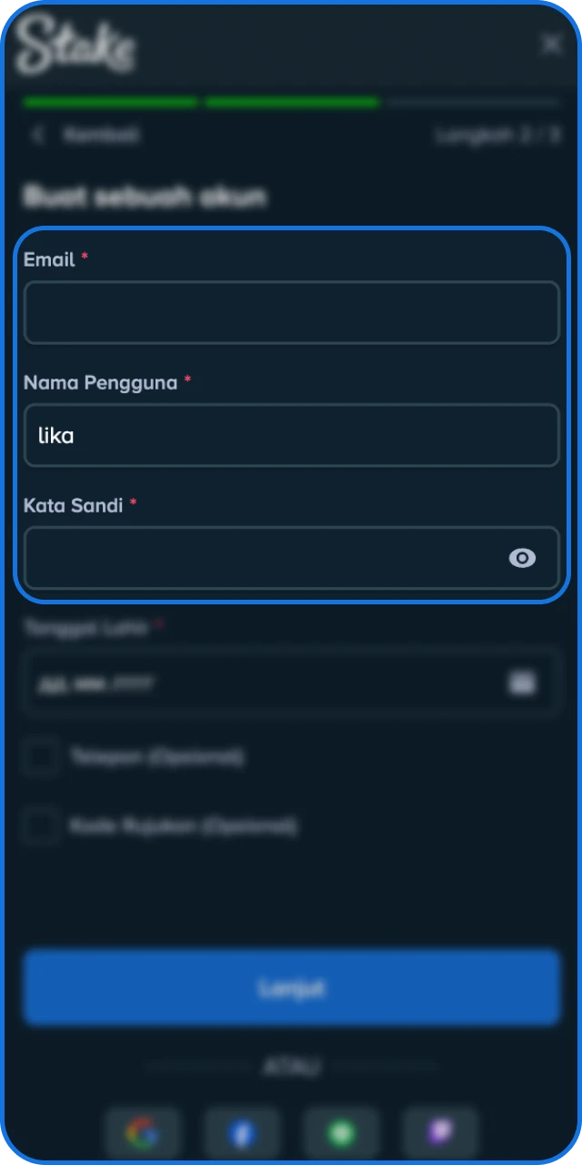 Segera buat akun baru, verifikasi email, dan lengkapi profil member Stake Indonesia Anda.