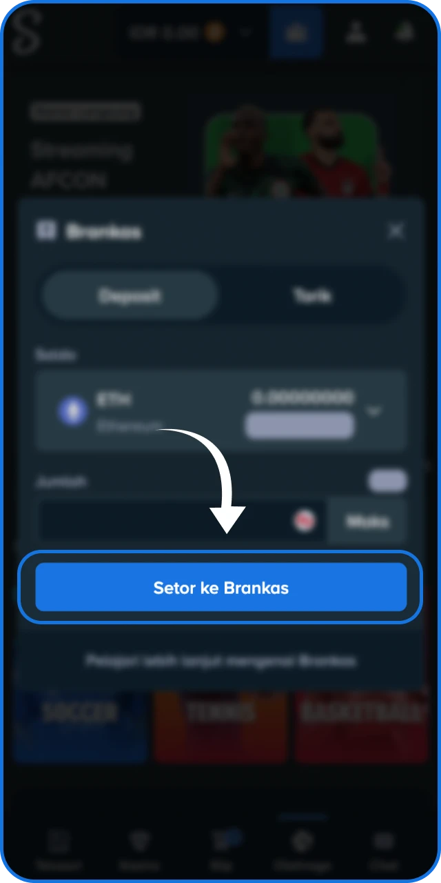 Lakukan setoran pertama Anda agar memenuhi syarat bonus di Stake Indonesia.
