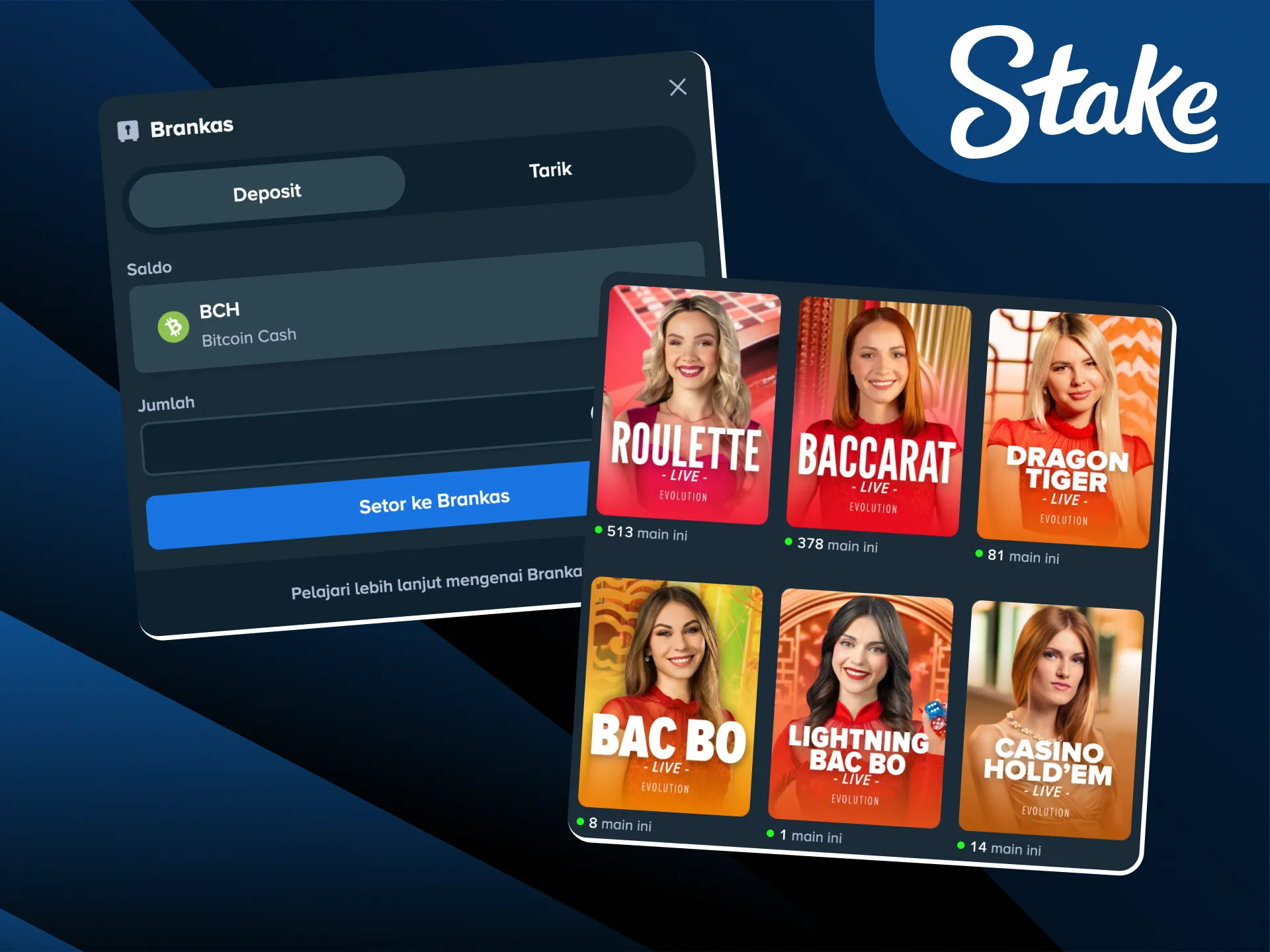 Temukan beragam keunggulan main kasino langsung di Stake dengan sistem yang adil dan transparan.