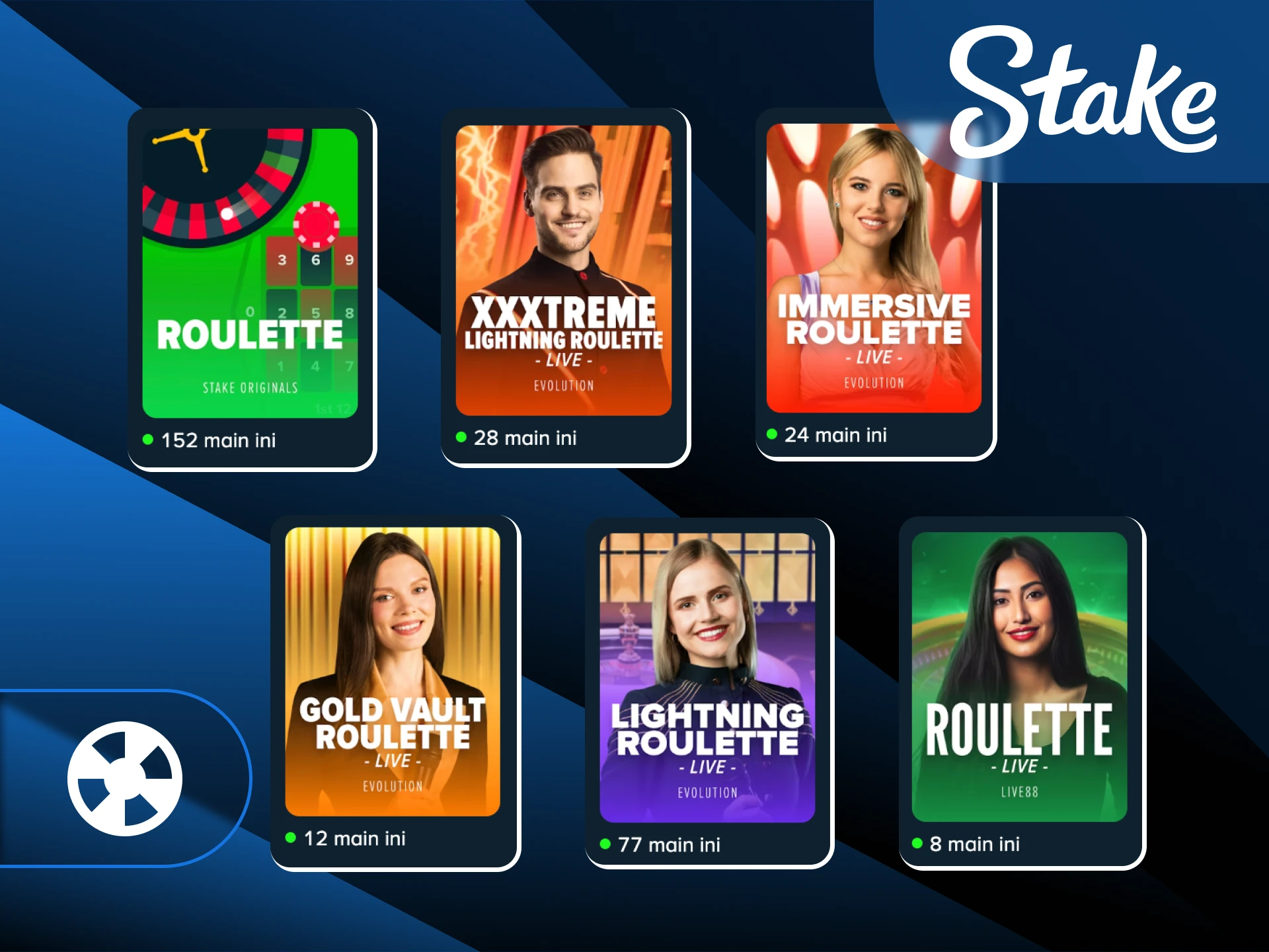 Pasang taruhan Anda pada berbagai variasi permainan Roulette yang tersedia di Stake Indonesia.