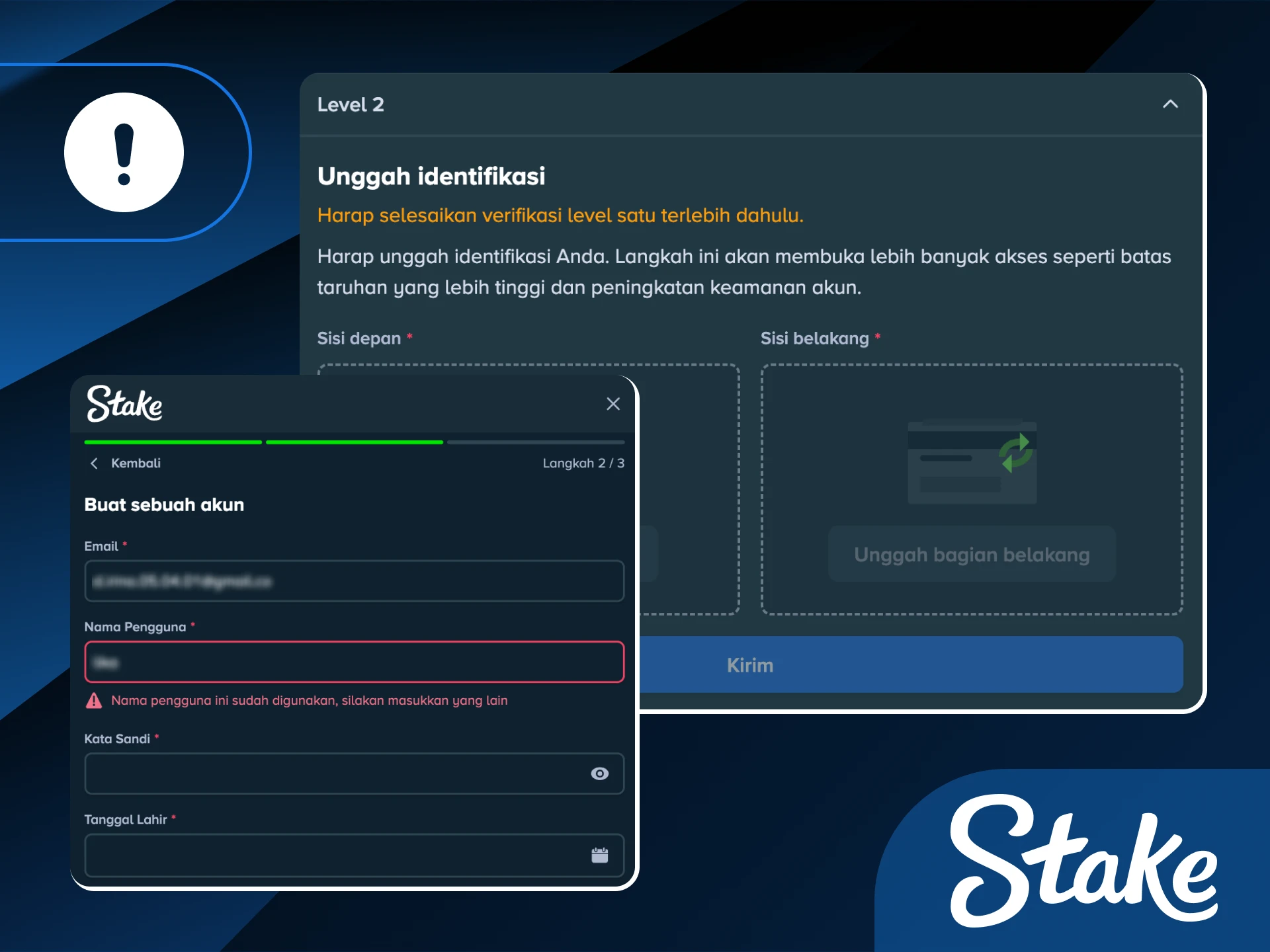 Temukan berbagai masalah saat daftar dan solusinya di layanan bantuan Stake Indonesia.