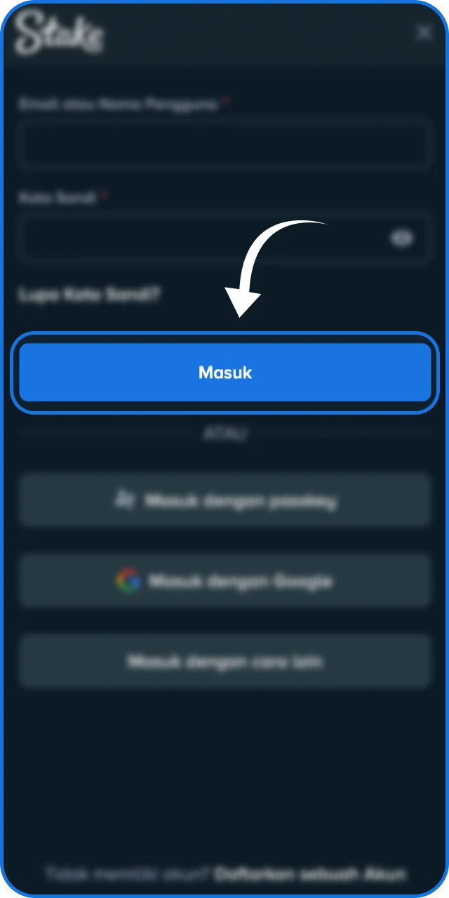 Tekan Masuk sekarang untuk mulai menjelajahi platform Stake Indonesia.