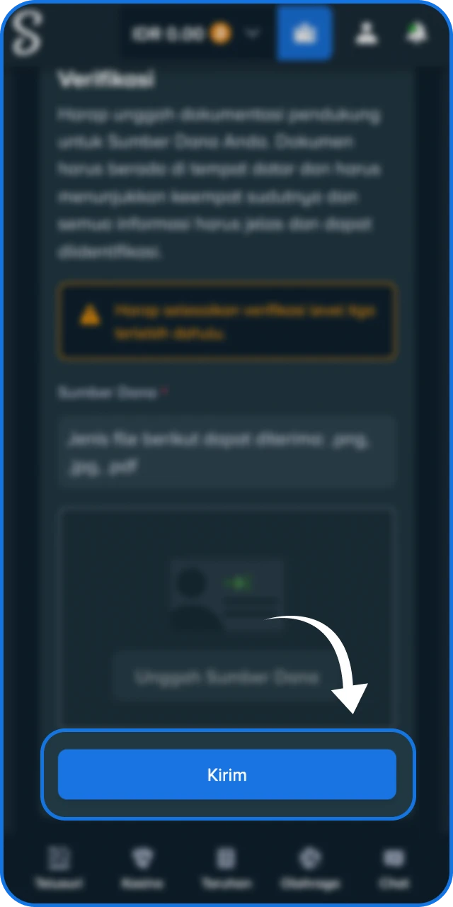 Tunggu hasil Tinjauan dokumen verifikasi Anda oleh tim profesional Stake Indonesia.
